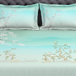 Floral Light Blue 100% Cotton King Size Bedsheet Organic Cotton - By Spaces