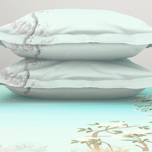 Floral Light Blue 100% Cotton King Size Bedsheet Organic Cotton - By Spaces