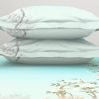 Floral Light Blue 100% Cotton King Size Bedsheet Organic Cotton - By Spaces