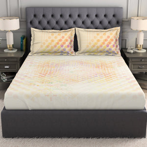 Geometric Beige 100% Cotton King Size Bedsheet Organic Cotton - By Spaces