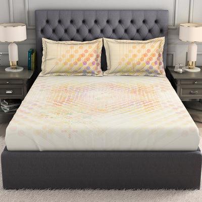 Geometric Beige 100% Cotton King Size Bedsheet Organic Cotton - By Spaces
