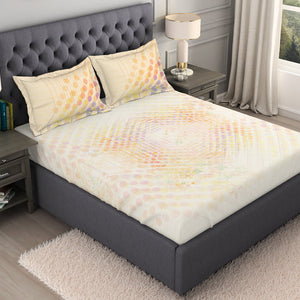 Geometric Beige 100% Cotton King Size Bedsheet Organic Cotton - By Spaces