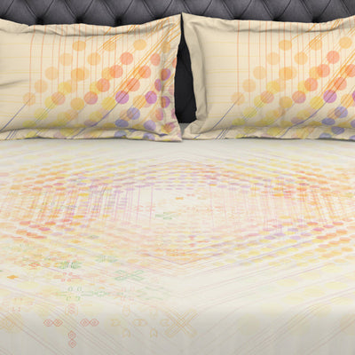 Geometric Beige 100% Cotton King Size Bedsheet Organic Cotton - By Spaces