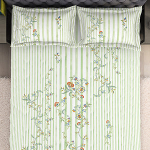 Floral Light Green 100% Cotton King Size Bedsheet Organic Cotton - By Spaces