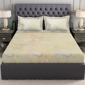 Floral Beige 100% Cotton King Size Bedsheet Organic Cotton - By Spaces