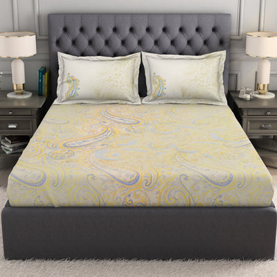 Floral Beige 100% Cotton King Size Bedsheet Organic Cotton - By Spaces