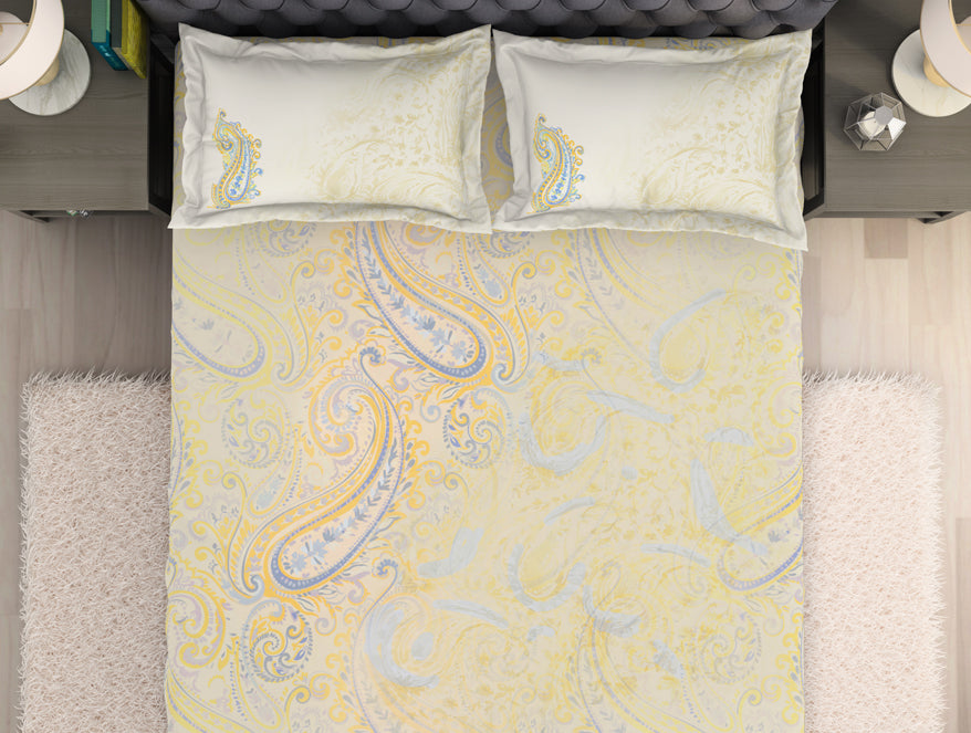 Floral Beige 100% Cotton King Size Bedsheet Organic Cotton - By Spaces