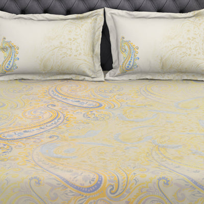 Floral Beige 100% Cotton King Size Bedsheet Organic Cotton - By Spaces