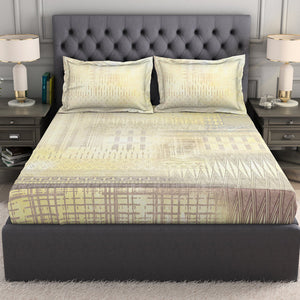 Geometric Beige 100% Cotton King Size Bedsheet Organic Cotton - By Spaces