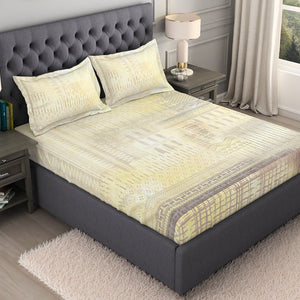 Geometric Beige 100% Cotton King Size Bedsheet Organic Cotton - By Spaces