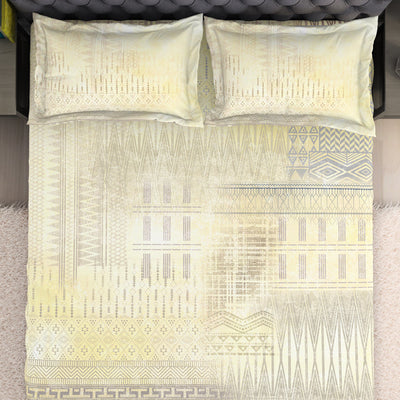 Geometric Beige 100% Cotton King Size Bedsheet Organic Cotton - By Spaces