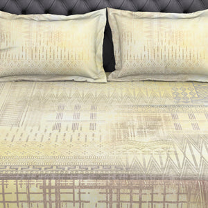 Geometric Beige 100% Cotton King Size Bedsheet Organic Cotton - By Spaces