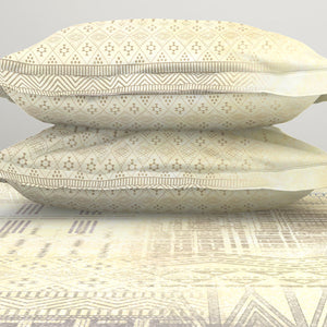 Geometric Beige 100% Cotton King Size Bedsheet Organic Cotton - By Spaces