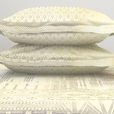 Geometric Beige 100% Cotton King Size Bedsheet Organic Cotton - By Spaces