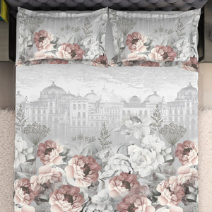 Floral Grey 100% Cotton King Size Bedsheet Organic Cotton - By Spaces