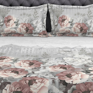 Floral Grey 100% Cotton King Size Bedsheet Organic Cotton - By Spaces