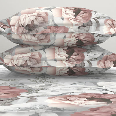 Floral Grey 100% Cotton King Size Bedsheet Organic Cotton - By Spaces