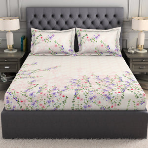 Floral Light Pink 100% Cotton King Size Bedsheet Organic Cotton - By Spaces