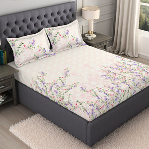 Floral Light Pink 100% Cotton King Size Bedsheet Organic Cotton - By Spaces