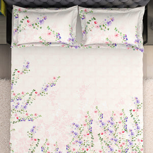 Floral Light Pink 100% Cotton King Size Bedsheet Organic Cotton - By Spaces