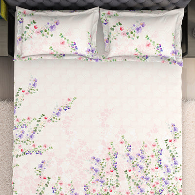 Floral Light Pink 100% Cotton King Size Bedsheet Organic Cotton - By Spaces
