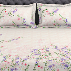 Floral Light Pink 100% Cotton King Size Bedsheet Organic Cotton - By Spaces