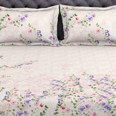 Floral Light Pink 100% Cotton King Size Bedsheet Organic Cotton - By Spaces