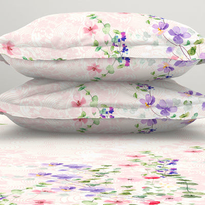 Floral Light Pink 100% Cotton King Size Bedsheet Organic Cotton - By Spaces