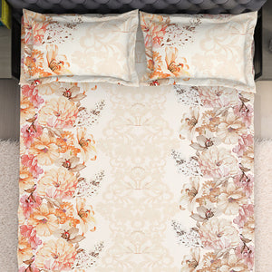 Floral Cream 100% Cotton King Size Bedsheet Organic Cotton - By Spaces