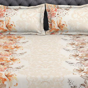Floral Cream 100% Cotton King Size Bedsheet Organic Cotton - By Spaces