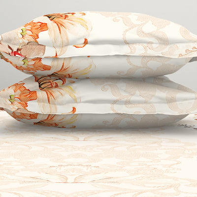 Floral Cream 100% Cotton King Size Bedsheet Organic Cotton - By Spaces