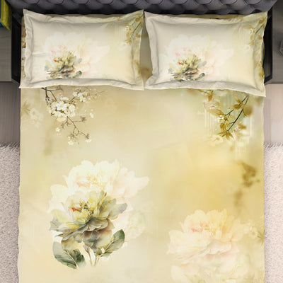 Floral Beige 100% Cotton King Size Bedsheet Organic Cotton - By Spaces