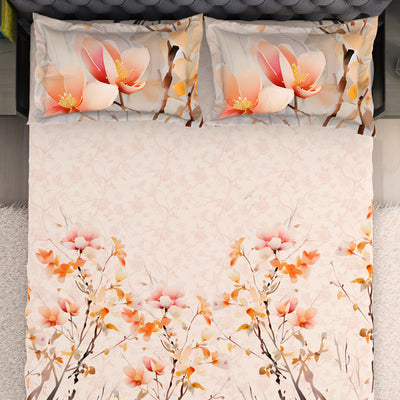 Ornate Beige 100% Cotton King Size Bedsheet Organic Cotton - By Spaces