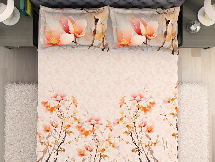 Ornate Beige 100% Cotton King Size Bedsheet Organic Cotton - By Spaces