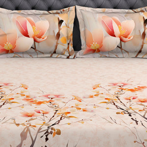 Ornate Beige 100% Cotton King Size Bedsheet Organic Cotton - By Spaces
