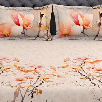 Ornate Beige 100% Cotton King Size Bedsheet Organic Cotton - By Spaces