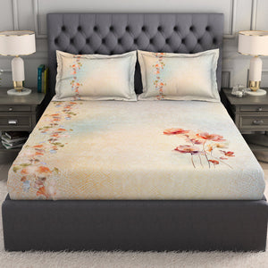 Floral Blush 100% Cotton King Size Bedsheet Organic Cotton - By Spaces