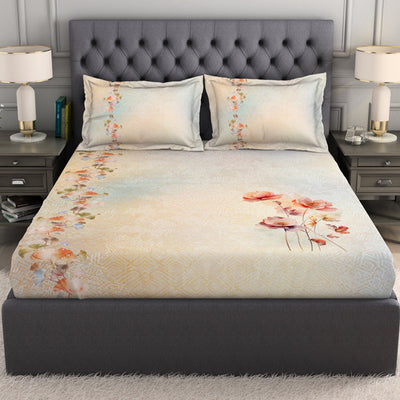 Floral Blush 100% Cotton King Size Bedsheet Organic Cotton - By Spaces