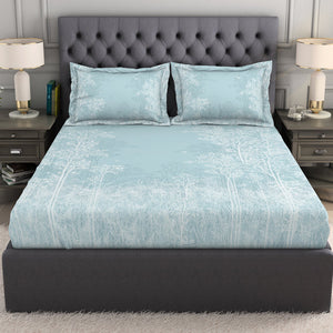 Floral Light Blue 100% Cotton King Size Bedsheet Organic Cotton - By Spaces