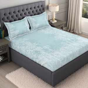 Floral Light Blue 100% Cotton King Size Bedsheet Organic Cotton - By Spaces
