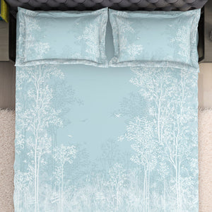 Floral Light Blue 100% Cotton King Size Bedsheet Organic Cotton - By Spaces