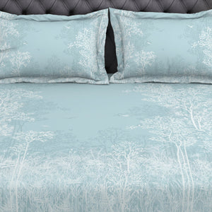Floral Light Blue 100% Cotton King Size Bedsheet Organic Cotton - By Spaces