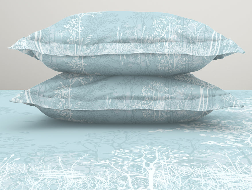 Floral Light Blue 100% Cotton King Size Bedsheet Organic Cotton - By Spaces