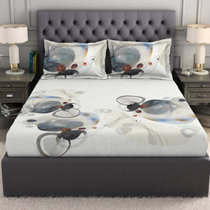 Geometric Cream 100% Cotton King Size Bedsheet Organic Cotton - By Spaces