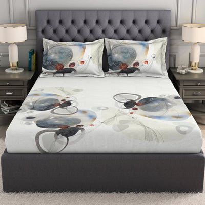 Geometric Cream 100% Cotton King Size Bedsheet Organic Cotton - By Spaces
