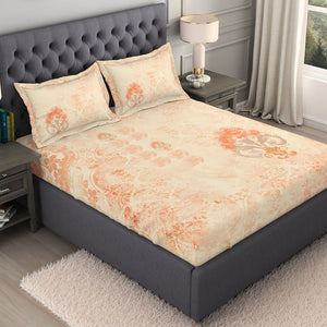 Ornate Light Orange 100% Cotton King Size Bedsheet Organic Cotton - By Spaces