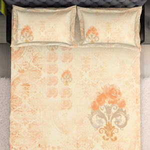 Ornate Light Orange 100% Cotton King Size Bedsheet Organic Cotton - By Spaces