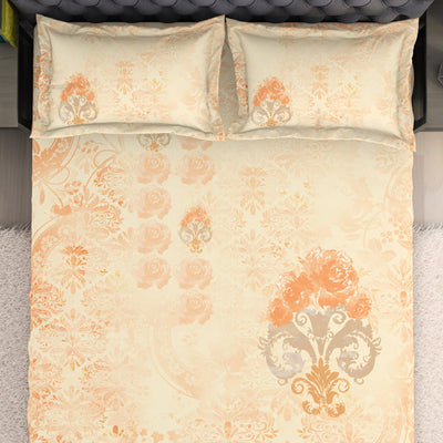 Ornate Light Orange 100% Cotton King Size Bedsheet Organic Cotton - By Spaces