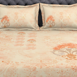 Ornate Light Orange 100% Cotton King Size Bedsheet Organic Cotton - By Spaces