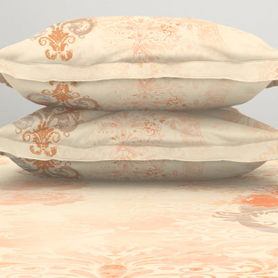 Ornate Light Orange 100% Cotton King Size Bedsheet Organic Cotton - By Spaces